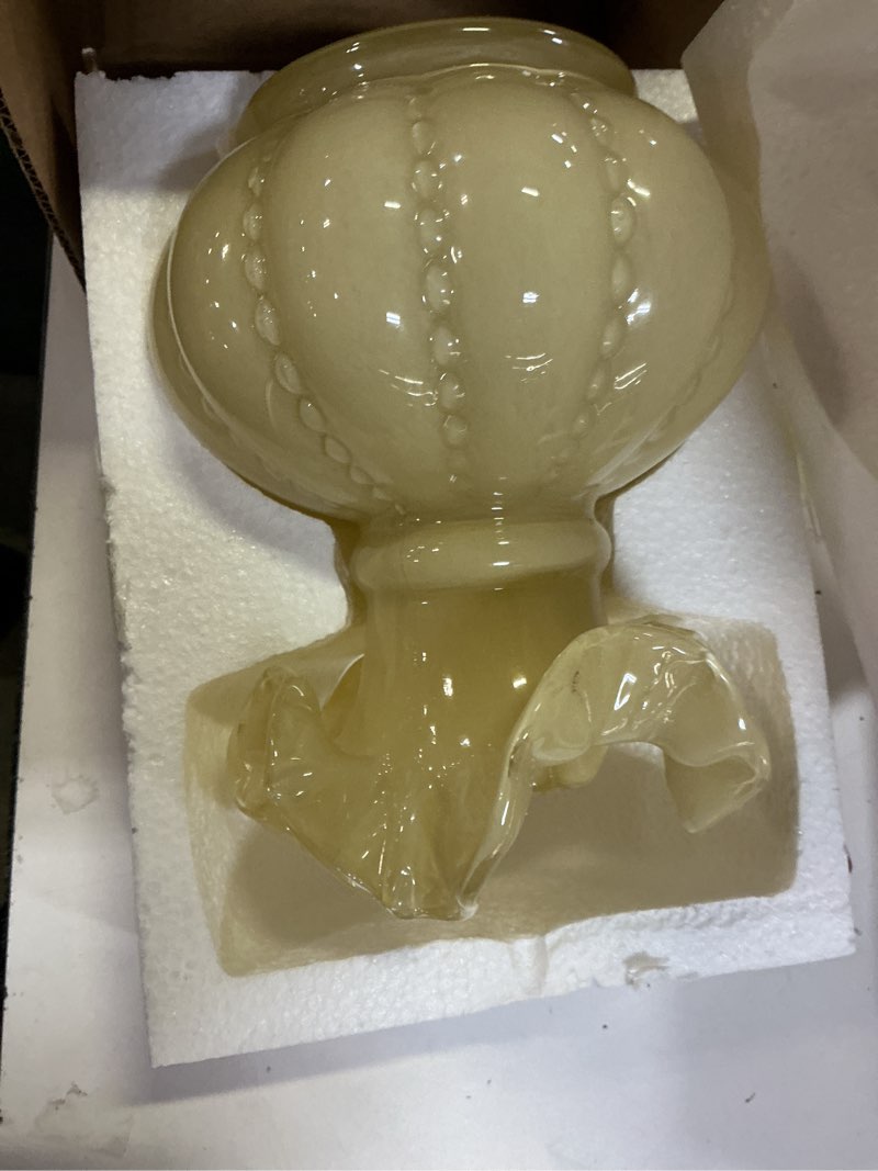 Condition photo showing Good Condition for joeyan handmade yellow glass flower vase,7.9" vintage decorative urn vase for centrepieces bouquet wedding,colored thickened pedestal vase decorations for rustic home living room office farmhouse