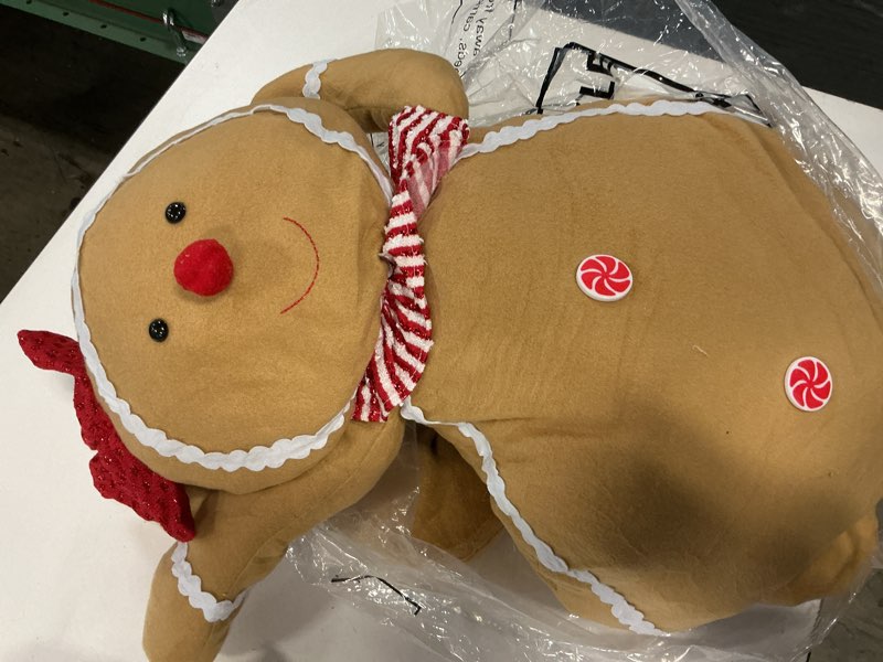 Condition photo showing Good Condition for Shappy 60 Inch Large Size Christmas Gingerbread Plush Doll Outdoor Gingerbread Man Plush Filling Decoration with Bowknot for Christmas Parties Gifts Outdoor Porch Decoration