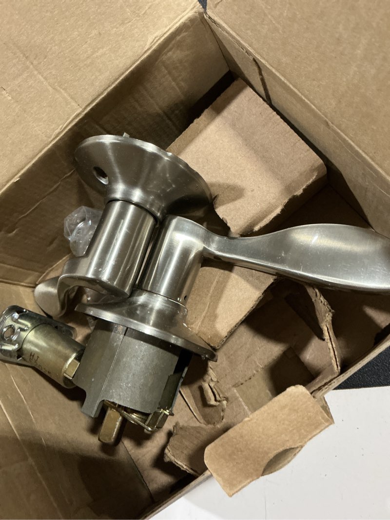 Condition photo showing Good Condition for schlage f40 acc 619 accent door lever, bed & bath privacy lock, satin nickel satin nickel privacy