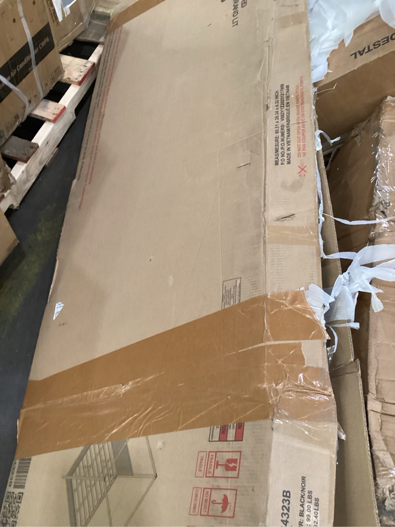 Condition photo showing As Is for incomplete  missing box 2 of 2*merax modern luxury king size wooden canopy bed frame with headboard, slats support, wood 4 poster bed frame, no box spring needed, contemporary bedroom furniture, black king black