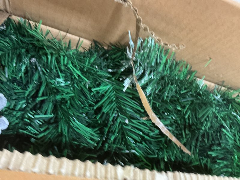 Condition photo showing New/Like New for Christmas 4-Piece Set Wreaths and Wreaths Battery Box Powered LED Lights, Set of 2 Entrance Trees, White Lights, Green