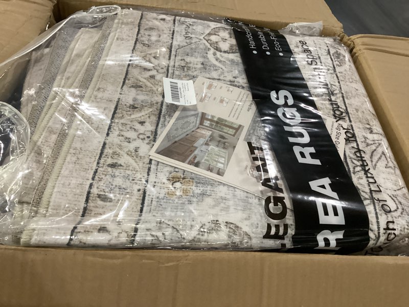 Condition photo showing New/Like New for tortania area rug living room rugs - 8x10 washable boho rug vintage oriental distressed farmhouse large thin indoor carpet for living room bedroom under dining table home office - brown blue 8' x 10' (rectangular) brown blue