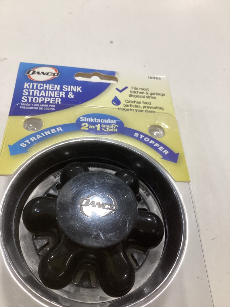Condition photo showing New/Like New for danco sinktacular 3-7/16 in. d black plastic strainer and stopper topper