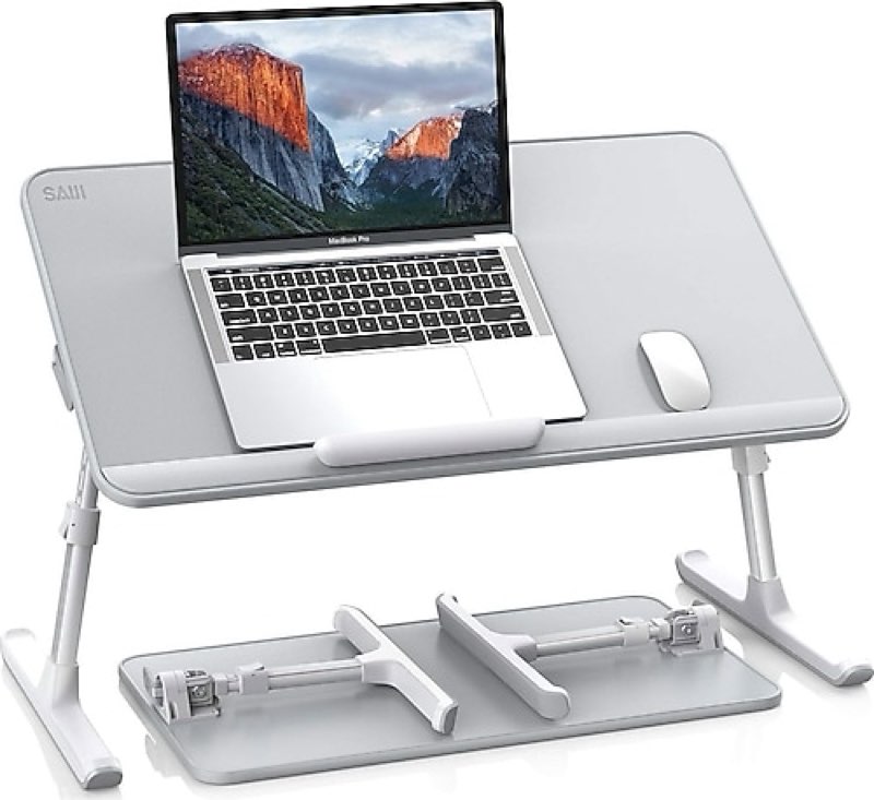 SAIJI Height & Angle Adjustable Laptop Stand for Bed, Lap Desk Bed Tray Table, Light Weight Foldable Portable Laptop