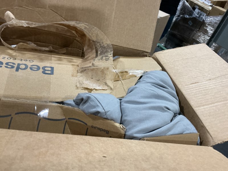 Condition photo showing As Is for Bedsure Super King Comforter Set, Grey Soft Prewashed Bedding for All Seasons, 3 Pieces GentleSoft™ Bed Set, 1 Lightweight Comforter (120"x120") and 2 Pillowcases (20"x36") Super King(120"x120") 26 - Grey