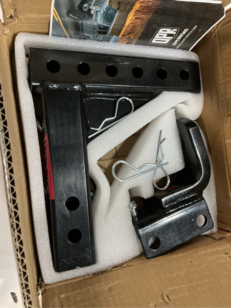 Condition photo showing As Is for openroad adjustable trailer hitch ball mount, fits 2-inch receiver, 1-inch hole, 7500lbs, 9-1/2" drop/ 8-1/4" rise drop hitch, tow hitch for heavy duty truck with secure screw-in pin & r-clip hitch ball mount-no ball