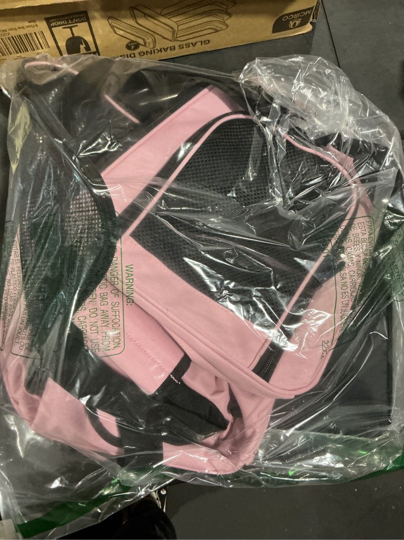 Condition photo showing New/Like New for Henkelion Pet Carrier for Small Medium Cats Dogs Puppies up to 15 Lbs, TSA Airline Approved, Soft Sided, Collapsible Travel - Pink 17.0"L x 11.0"W x 11.0"H Pink