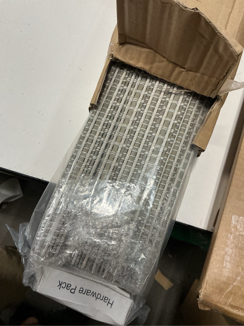 Condition photo showing Good Condition for lazblinds cordless bamboo roman shades for windows, light filtering natural bamboo blinds, easy lift cordless design for living room & bedroom, fits interior windows 36" w x 64" h, greystone greystone 36" w x 64" h