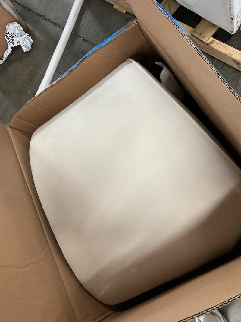 Condition photo showing As Is for White velvet loveseat(incomplete 2 boxes for pick up)