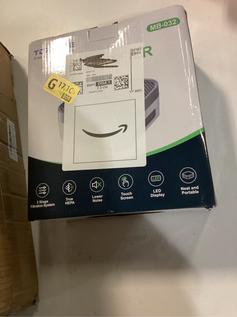 Condition photo showing New/Like New for air purifier for home – true hepa filter for pets, smoke & allergies | 600 sq ft coverage | ultra-quiet & portable for bedroom/travel grey white 1 pack