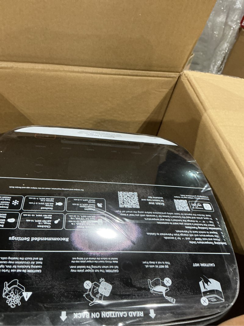 Condition photo showing As Is for cosori 9-in-1 turboblaze air fryer 6 qt, pfas-free ceramic coating, 90°–450°f, precise heating for even results, air fry, roast, bake, broil, dry, frozen, proof, reheat, keep warm, 120v, dark gray dark gray 6qt