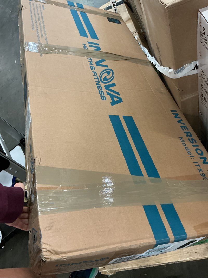Condition photo showing New/Like New for innova itx9900 inversion table with air lumbar support, black/gray
