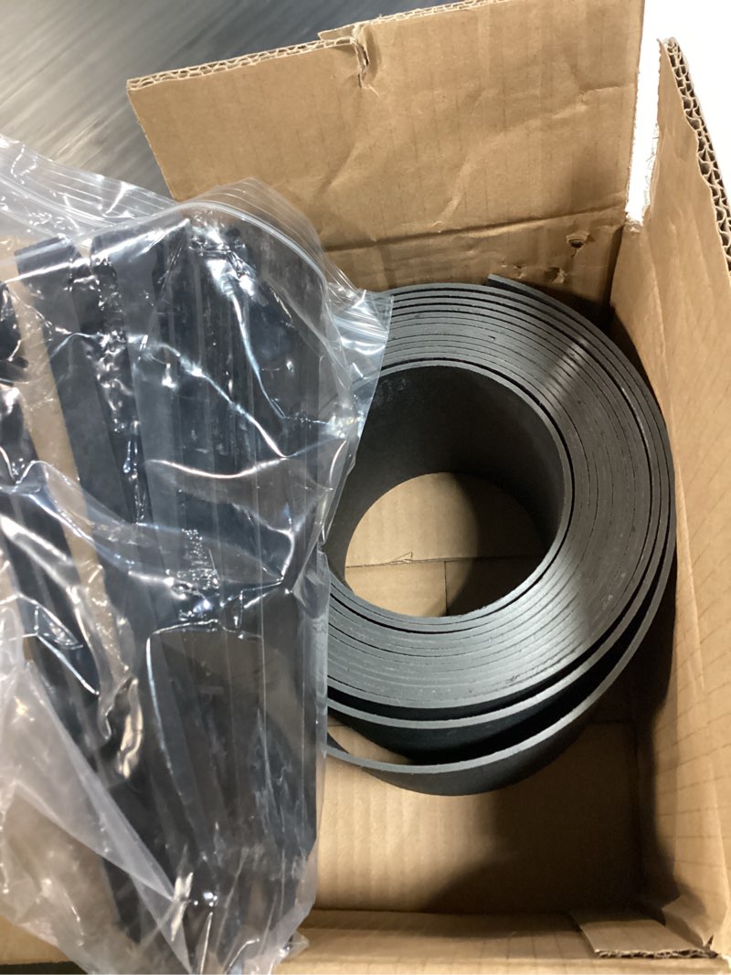 Condition photo showing Good Condition for black plastic garden landscape edging, 5” tall border coil, flexible and strengthened with anti-uv treatment (20ft with 6pcs stakes)