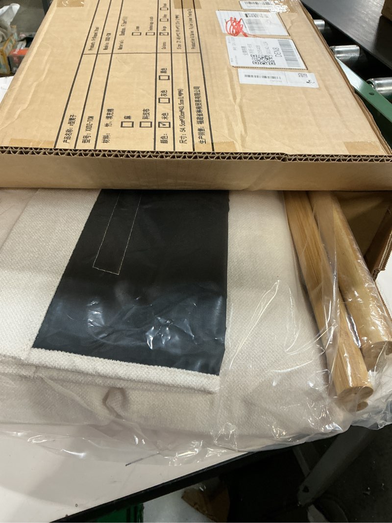 Condition photo showing Good Condition for Ottoman Foot Rest- Bamboo Foldable Stool, Foot Stools Small Ottman with Upholstered & X Legs, Folding Stool for Makeup, Bedroom and Living Room (Large Beige) Beige 2