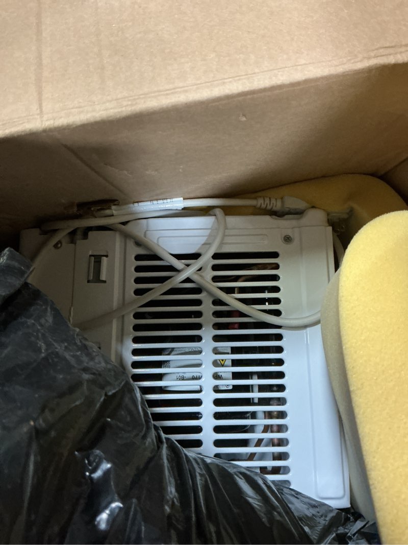 Condition photo showing As Is for hisense 6,000 btu window air conditioner, easy installation,ultra quiet, easy-to-install window kit included, 2 years warranty 6,000 btu cool only