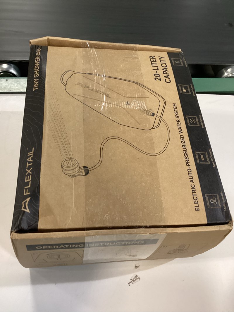 Condition photo showing New/Like New for FLEXTAILGEAR Camping Shower Bag with Built-in Electric Pump, Portable Camp Shower, 5 Gallons Rechargeable Pressure Outdoor Shower Large Water Inlet