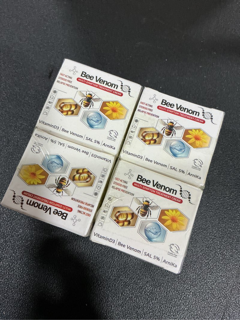 Condition photo showing New/Like New for ((Bidding on 4))Bee Venom Skin Treatment Cream, New Professional Bee Venom Repair Cream for Women for All Skin (2 Bottles)