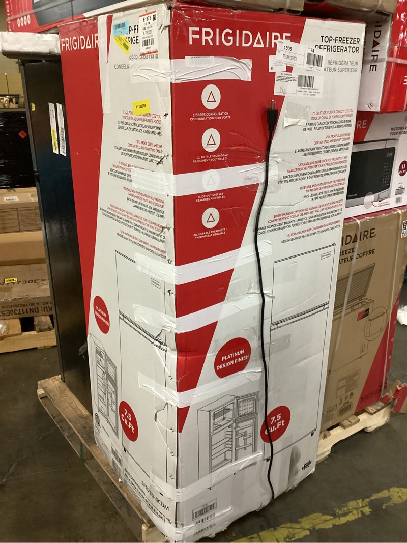 Condition photo showing As Is for Frigidaire 7.5 Cu. ft. Refrigerator