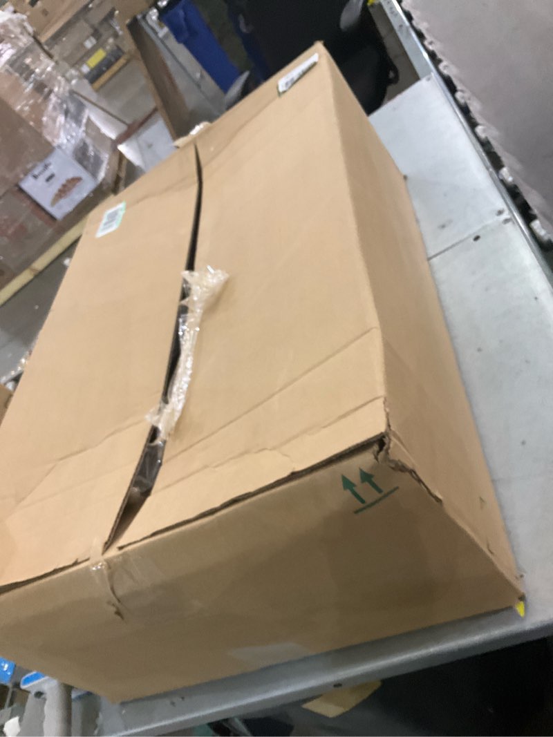 Condition photo showing As Is for Adjustable Height Standing Desk with Power Outlets, Rolling Stand Up Desk with Monitor Stand and Storage Shelves, 31.5" Small Mobile Computer Desk, Portable Laptop Table (Retro Brown) Retro Brown 31.5“With Monitor Stand