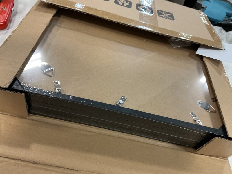 Condition photo showing Good Condition for 16x16 Square Frame Set of 3 - Display 12x12 Photo with Mat or 16 x 16 Poster without Mat, Wall Mounting Horizontal and Vertical, Black Black 16x16 in