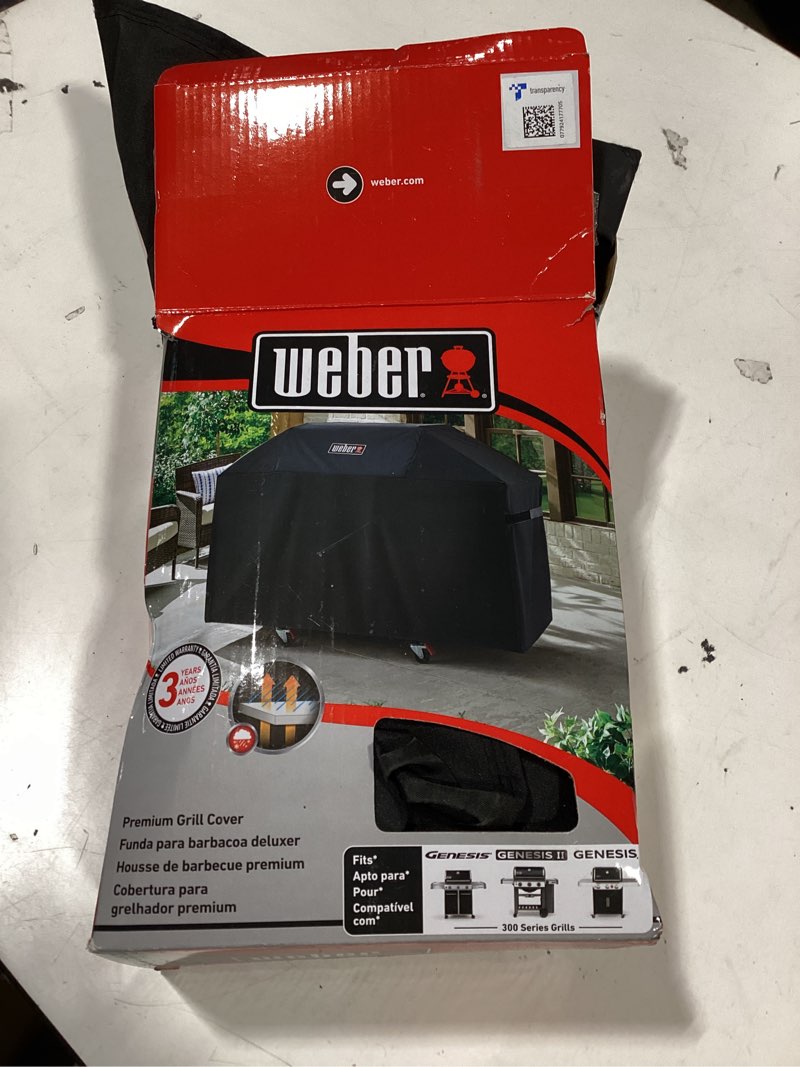 Condition photo showing As Is for weber genesis and genesis ii 300 series black grill cover