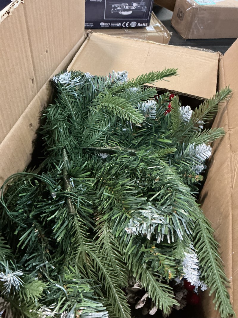 Condition photo showing Good Condition for Set of 2 Christmas Planter/Urn Fillers Outdoor Front Porch, Artificial Prelit Christmas Tree, Holiday Pot Fillers with Multi-Color Lights, Outdoor Christmas Decorations Yard