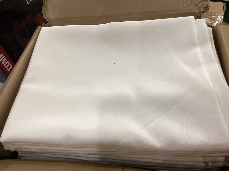 Condition photo showing Good Condition for 10-Pack Ivory Tablecloths for Rectangle Tables, 60 x 102 Inches, Stain-Resistant Polyester Fabric for 6 Foot Tables - Washable Table Covers for Weddings, Banquets, Birthday Parties, Events Ivory 60x102 In, 10 Pack