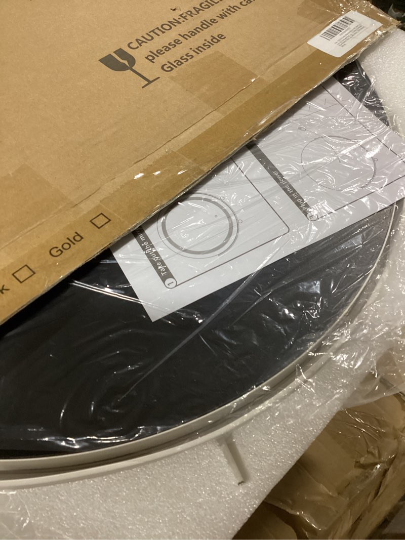 Condition photo showing New/Like New for ROLOVE Makeup Mirror with Lights, 18 Inch Vanity Mirror with Lights, Lighted Makeup Mirror, Smart Touch Control Round Lighted Vanity Mirror, Tabletop ? Desk Mirror, Gifts for Women, Wife, Mom, Girls White 18"L x 18"W