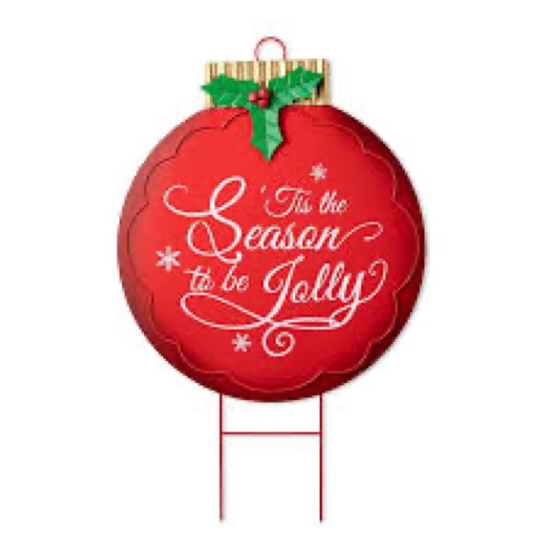 Glitzhome Metal Lantern Christmas Ornament Yard Sign with Stake, 32" H Xmas Decorative Wall Hanging 