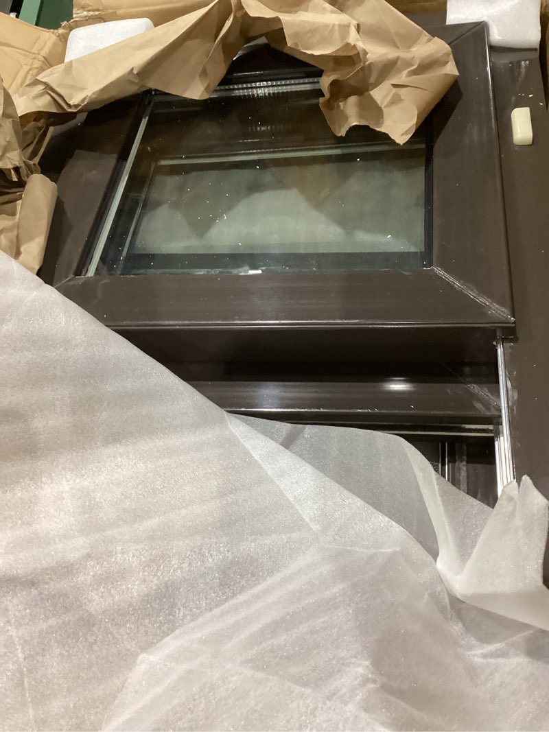 Condition photo showing Good Condition for vinyl basement window, 32\\\" x 14\\\" sliding window with removable glass pane, double pane insulated tempered glass and fiberglass mesh screen for basement bathroom home rv garage (black)32x14 inch