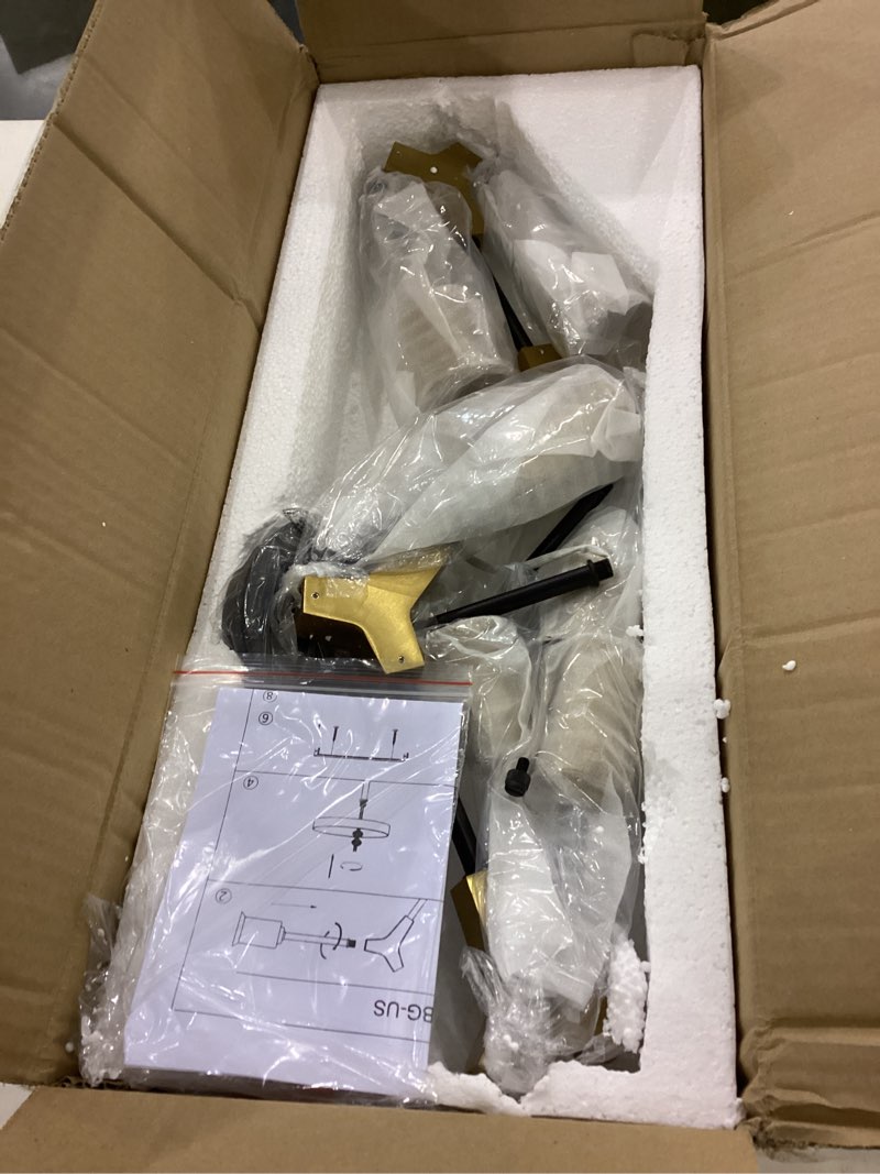 Condition photo showing New/Like New for Modern Sputnik Light Fixture 6-Lights Chandelier Black and Gold Chandelier Metal Semi Flush Mount Ceiling Light for Bedroom Living Room Hallway.E26 Socket
