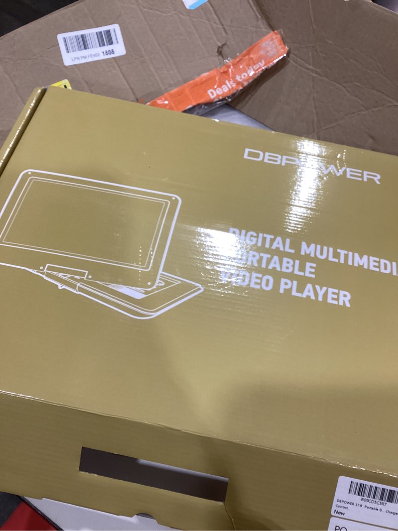 Condition photo showing Good Condition for DBPOWER 17.9" Portable DVD Player with 15.6" Large HD Swivel Screen, 6 Hour Rechargeable Battery, Support USB/SD and Multiple Disc Formats, High Volume Speaker, Car Charger, Remote Control black