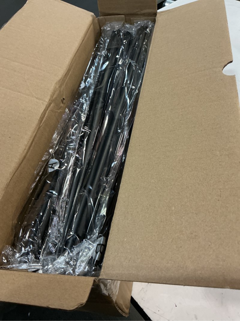 Condition photo showing Good Condition for black double curtain rod 36-124 inch, boho decorative long dual curtain rods for windows, 1\" adjustable heavy duty double rod, unique handmade leaf finial design black 36\"-120\"