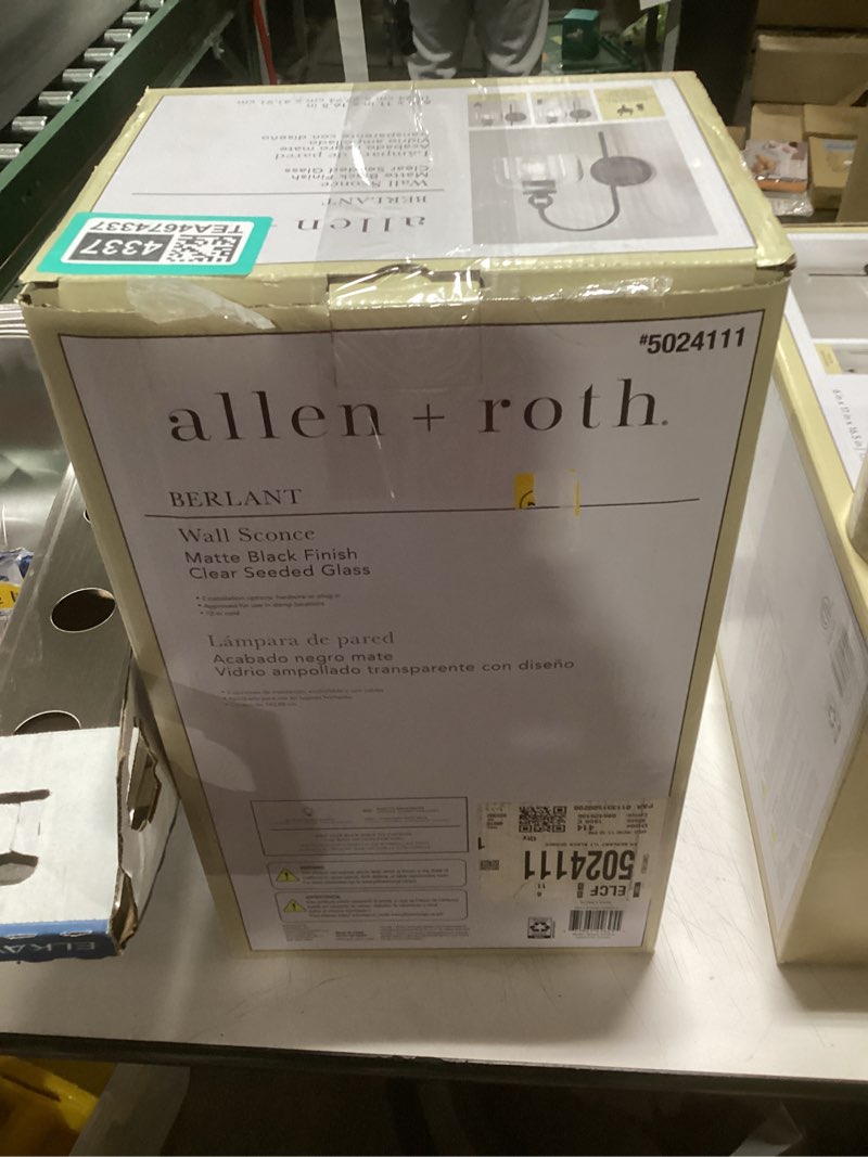 Condition photo showing Good Condition for allen + roth Berlant 5-in W 1 -Light Matte Black Vintage Wall Sconce