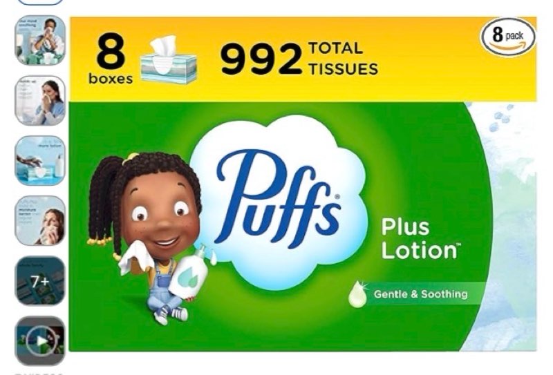 puffs plus lotion 8 rectangle boxes
