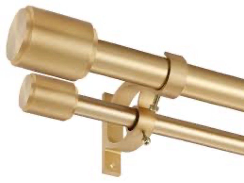 Gold Double Curtain Rod 36 to 72 Inch,Double Decorative Crystal Drapery Rods with Solid Aluminum Bra