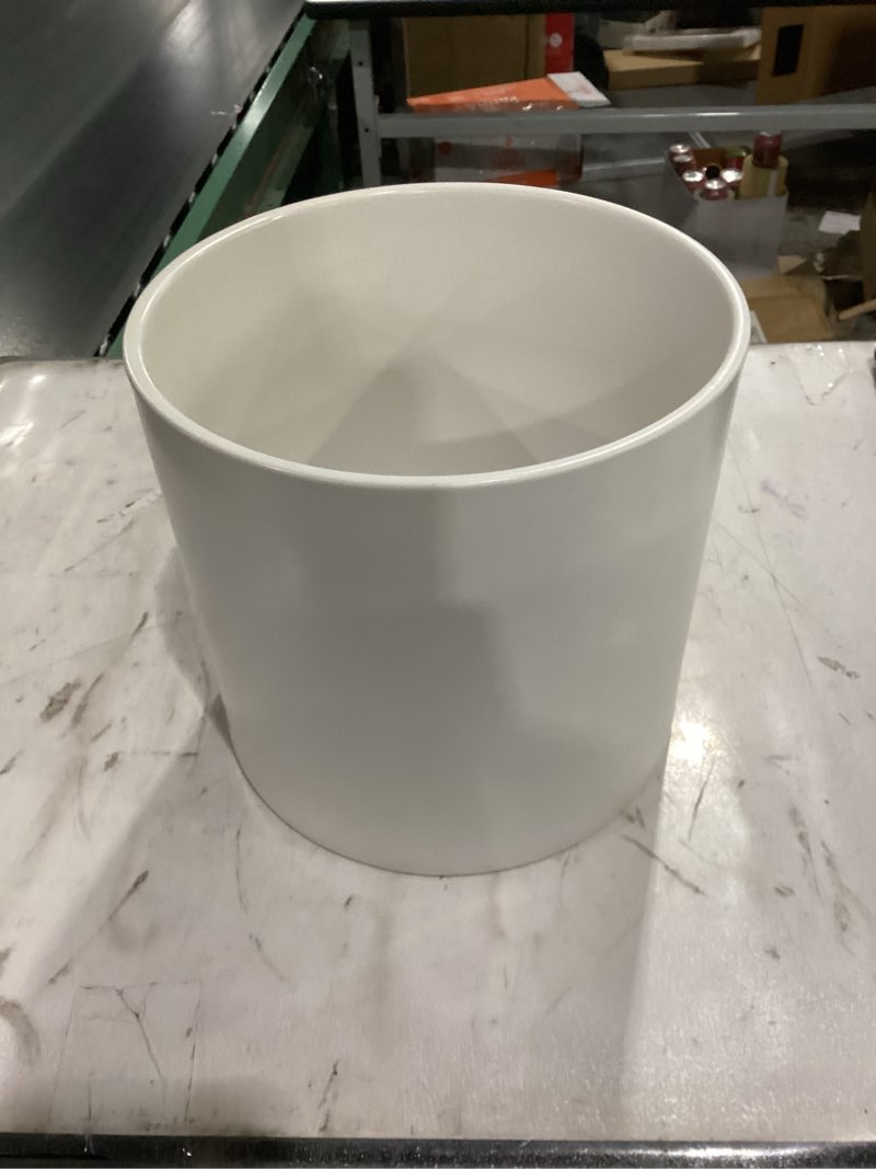 White cylindrical planter pot