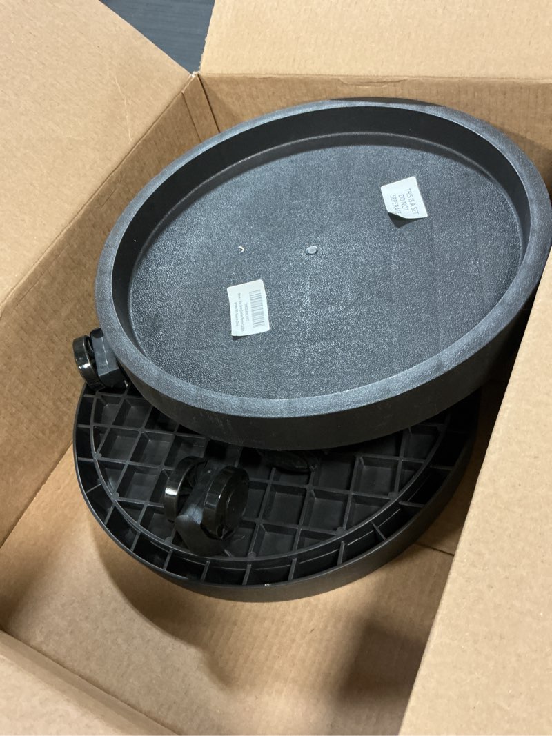 Condition photo showing Good Condition for 2 pack of 14 inch heavy duty plant caddy with wheels,rolling plant stand pot trolley,wheeled planter saucer tray,potted flower mover dolly with casters round coaster for indoor outdoor brown round