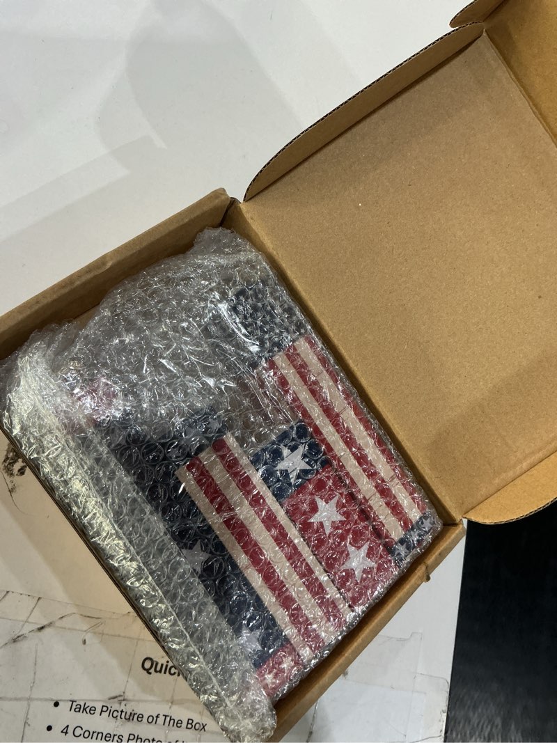 Condition photo showing Good Condition for wesiti 4 pcs 4th of july decorations, vintage patriotic wooden firecracker decor, rustic red white blue farmhouse tiered tray signs for memorial day, independence day, 250th anniversary retro