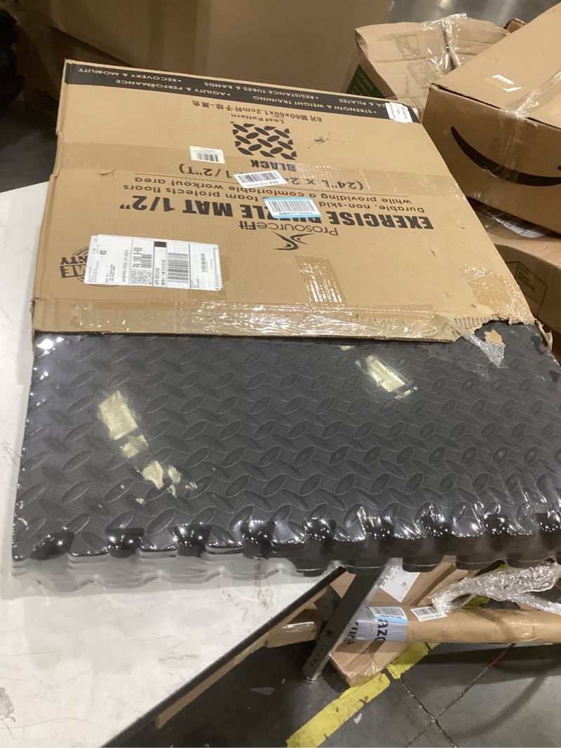 Condition photo showing New/Like New for prosourcefit exercise puzzle mat ½-inch, eva interlocking foam floor tiles for home gym, workout equipment, kids play areas, black, 24 sq ft - 6 tiles