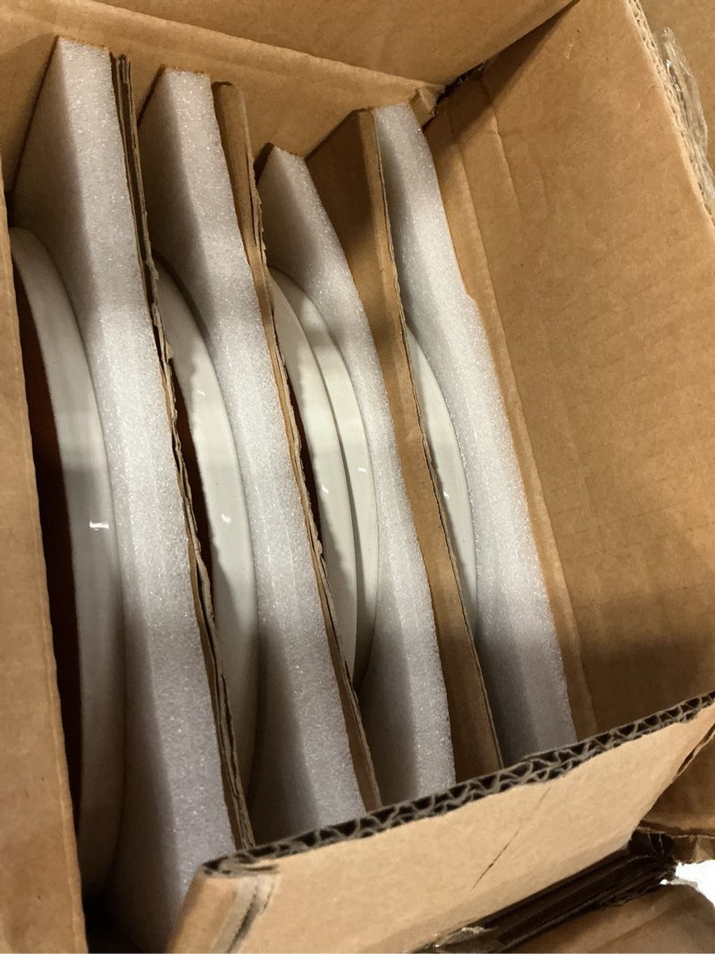 Condition photo showing New/Like New for malacasa plates and bowls sets, 12 pieces modern stoneware dinnerware set for 4 kitchen dinner set ceramic dishware dishes set microwave and dishwasher safe, white, series tara 12 pcs (service for 4) white
