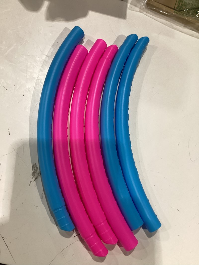 Condition photo showing New/Like New for liberry kids exercise hoop, detachable fitness rings for workout, adjustable plastic hoop for home, gym, dance, sport toy gift in blue, pink 1 pack-6 pieces