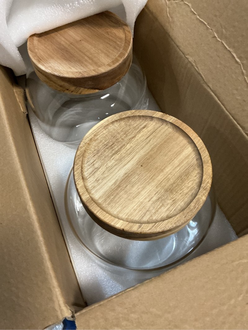 Condition photo showing New/Like New for keywing 1 gallon large glass jars with airtight lid, 2pcs glass food storage containers with lids, f