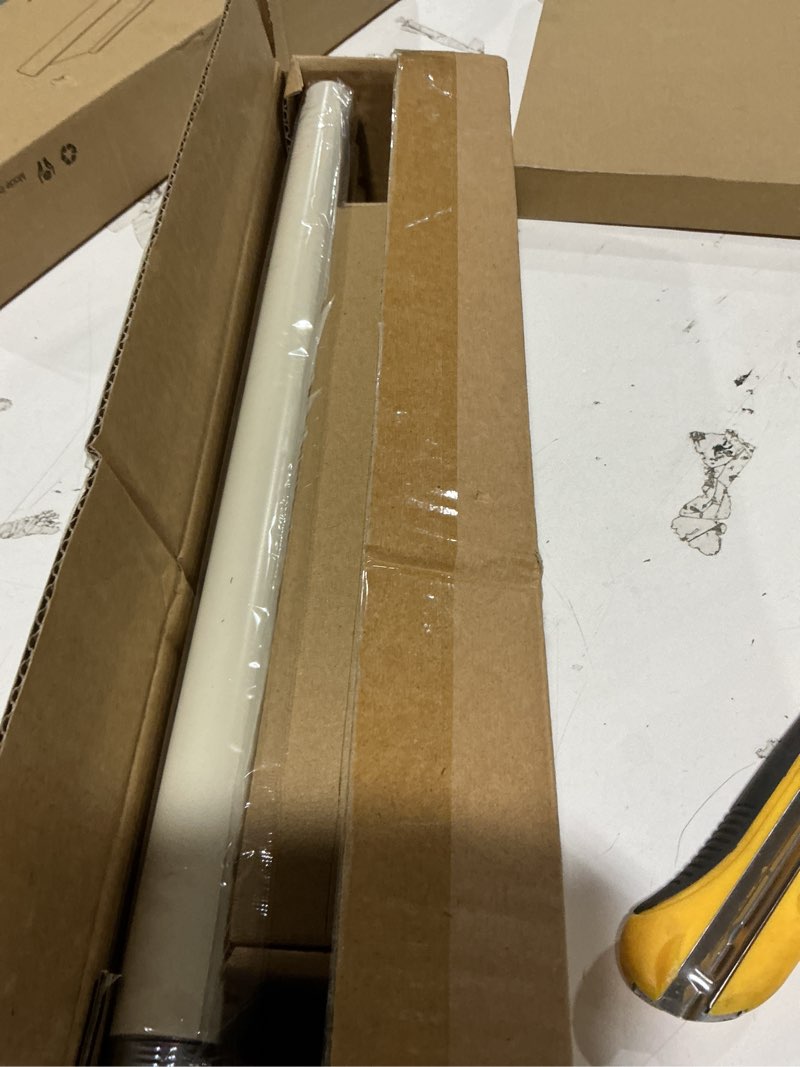 Condition photo showing New/Like New for heavy duty curtain rod 18 to 64 inches (1.5-5.55 ft)?1-inch diameter adjustable drapery rod with decorative openwork carved leaf finials, weathered white curtain rods for living room & bedroom 18-64" weathered white