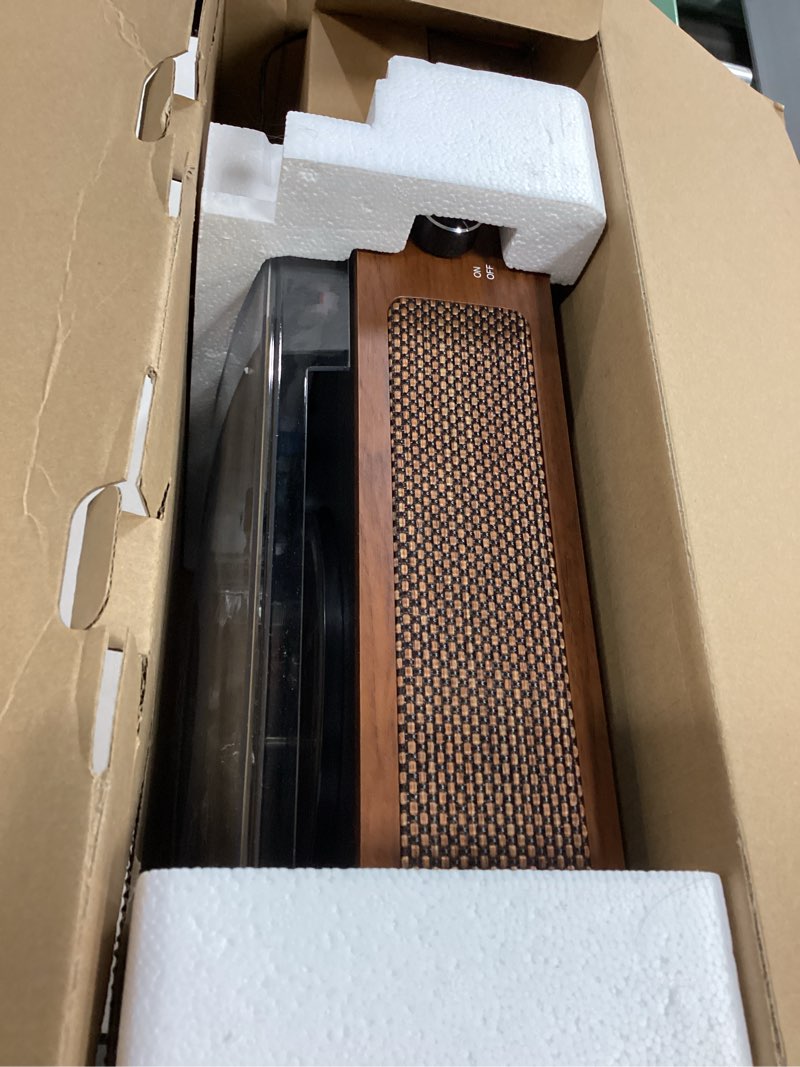 Condition photo showing Good Condition for Record Player with External Bookshelf Speakers Belt-Drive Vintage Turntable for Vinyl Records Passive Dual Stereo Speakers LP Players 3 Speed Wireless AUX Headphone Input Auto Stop Retro Brown Wooden