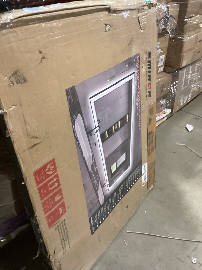 Condition photo showing Good Condition for SMIROR Black LED Bathroom Mirror 50x40, Lighted Vanity Mirrors with Lights, Dimmable, Anti-Fog, Memory, Shatterproof (Real Front Lights + Backlit) Front Lights and Backlit With Black Frame 50"L x 40"W