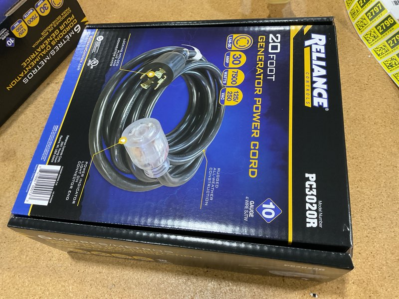 Condition photo showing New/Like New for reliance controls pc3020 pc3020k generator power cord, black