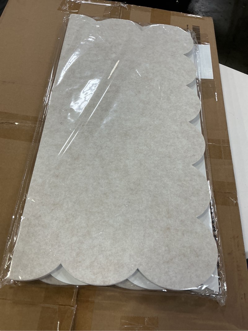 Condition photo showing New/Like New for Bulletin Board 30 x 20 inches, Oatmeal White Pin Board Vision Board, Golden Aluminum Framed Fabric Cork Board with 10 Push Pins Oatmeal White Fabric & Golden Frame 30 x 20 inches