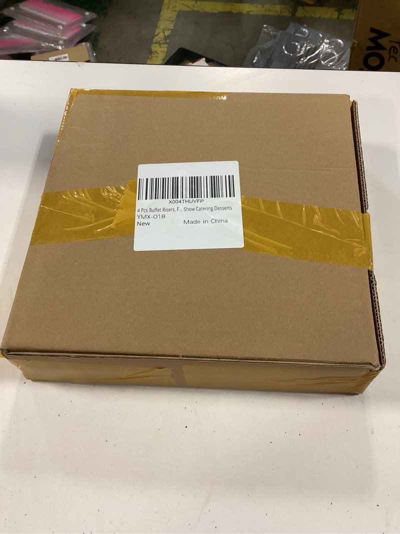 Condition photo showing New/Like New for UFORU Buffet Risers Food Risers for Buffet Table, Foldable Food Display Risers for Dessert Table, 4 Pcs Cylinder Stands with Acrylic Risers Display Stands for Party?White?