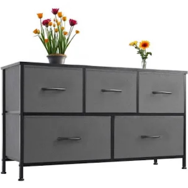 edx 5-drawer dresser, large capacity fabric organizer, grey